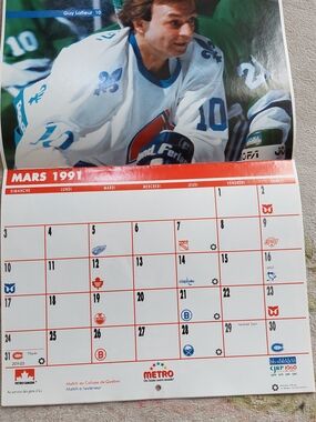Metro Hockey Wall Calendar in White, Red & Blue